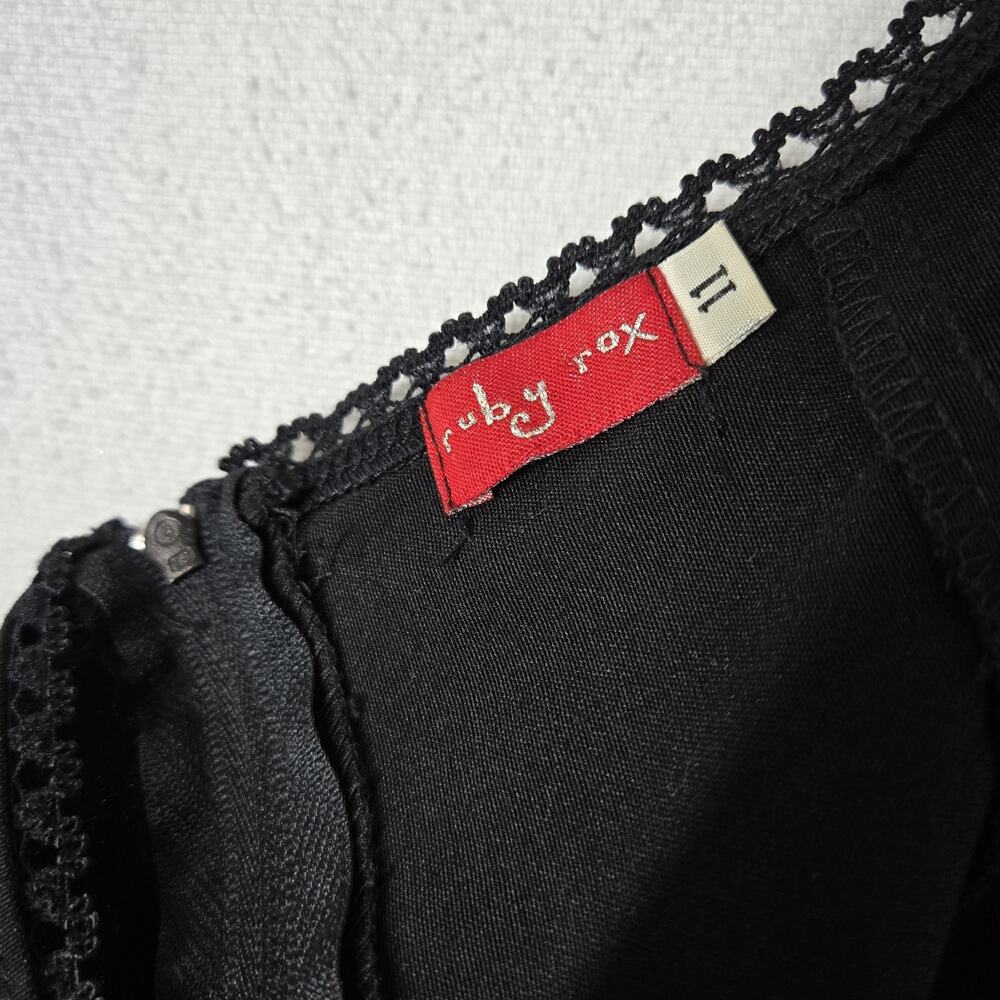 Ruby Rox Strapless Dress 11 Black Lace Rosette High Low Y2K Coquette Prom Party - Picture 8 of 15